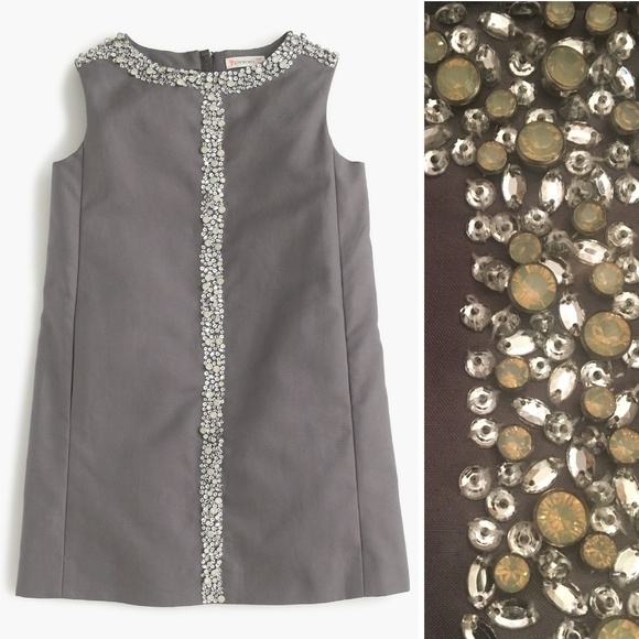 Crewcuts NWT Girls Embellished Shift Dress Grey 12